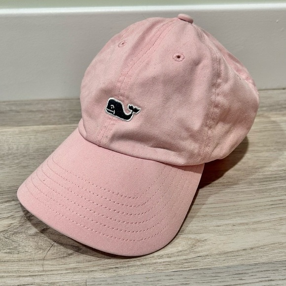 Vineyard Vines Pink Baseball Hat Cap Strap Back Blue Whale Cotton One Size - Picture 1 of 8